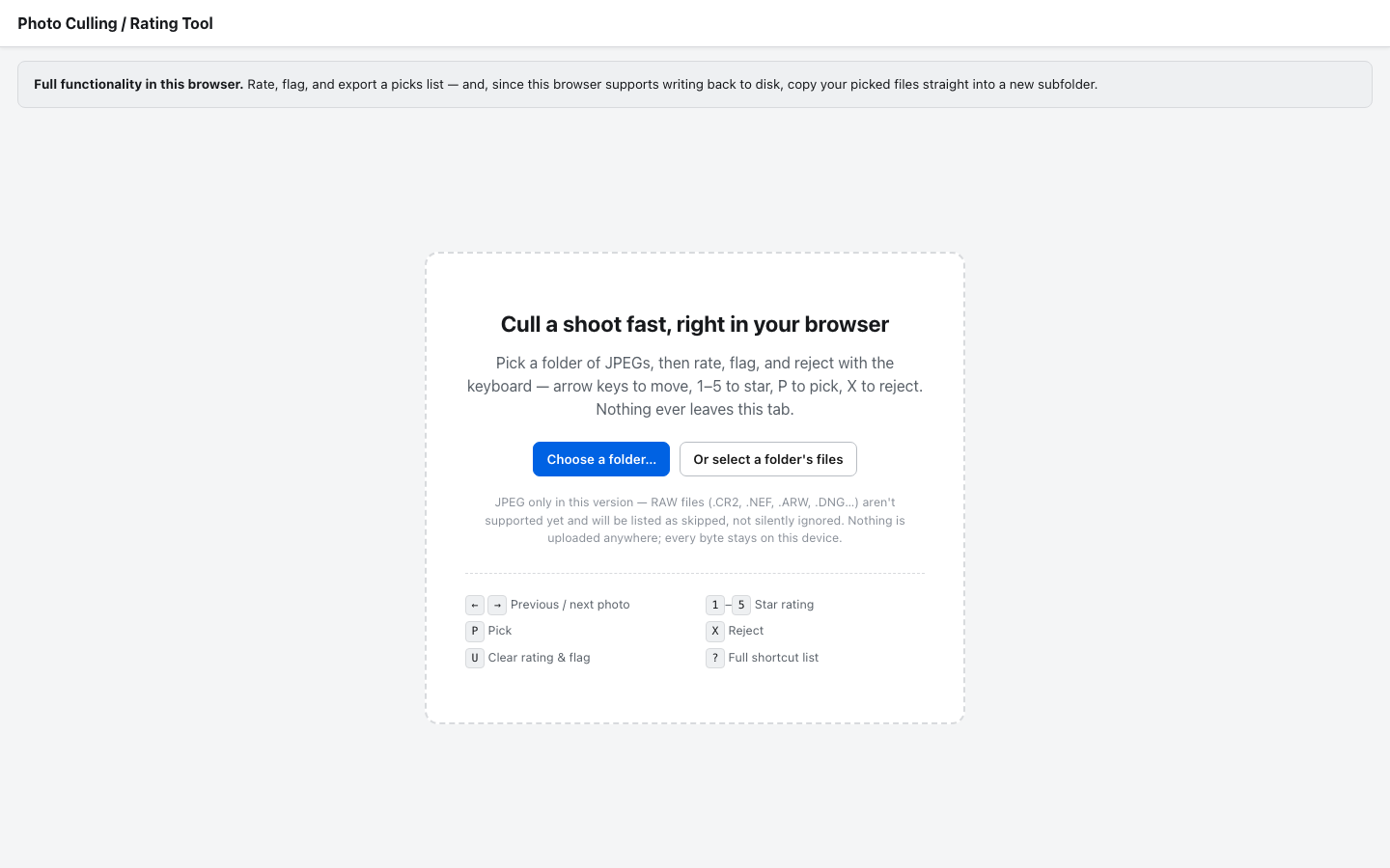 Photo Culling Tool
