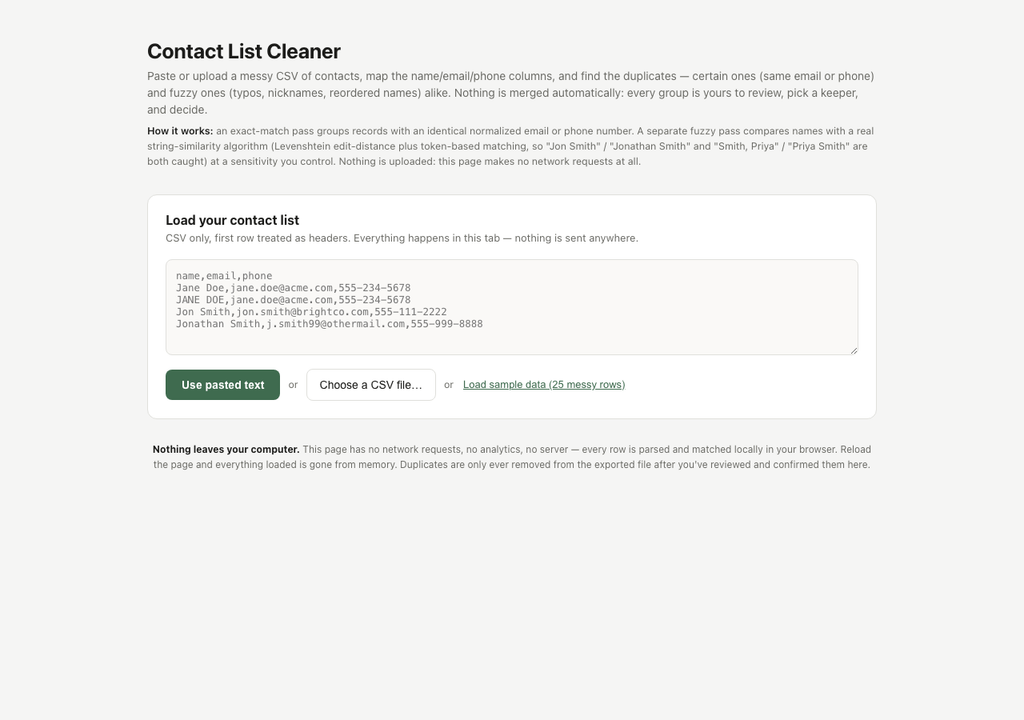 Contact List Cleaner