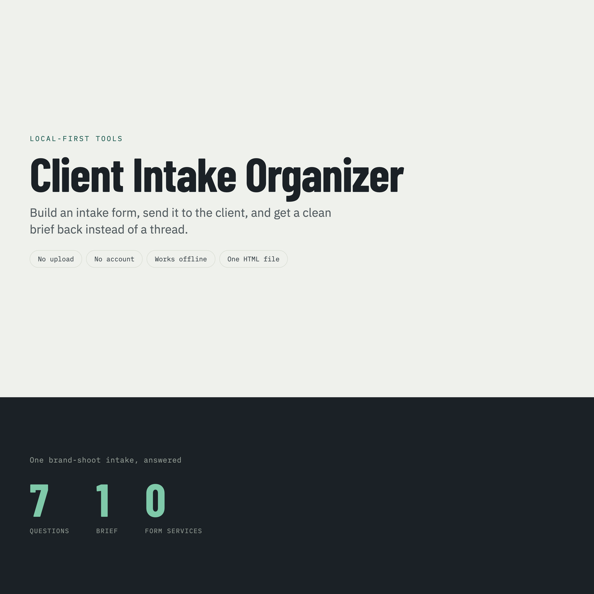 Client Intake Organizer — product overview (included in this kit)