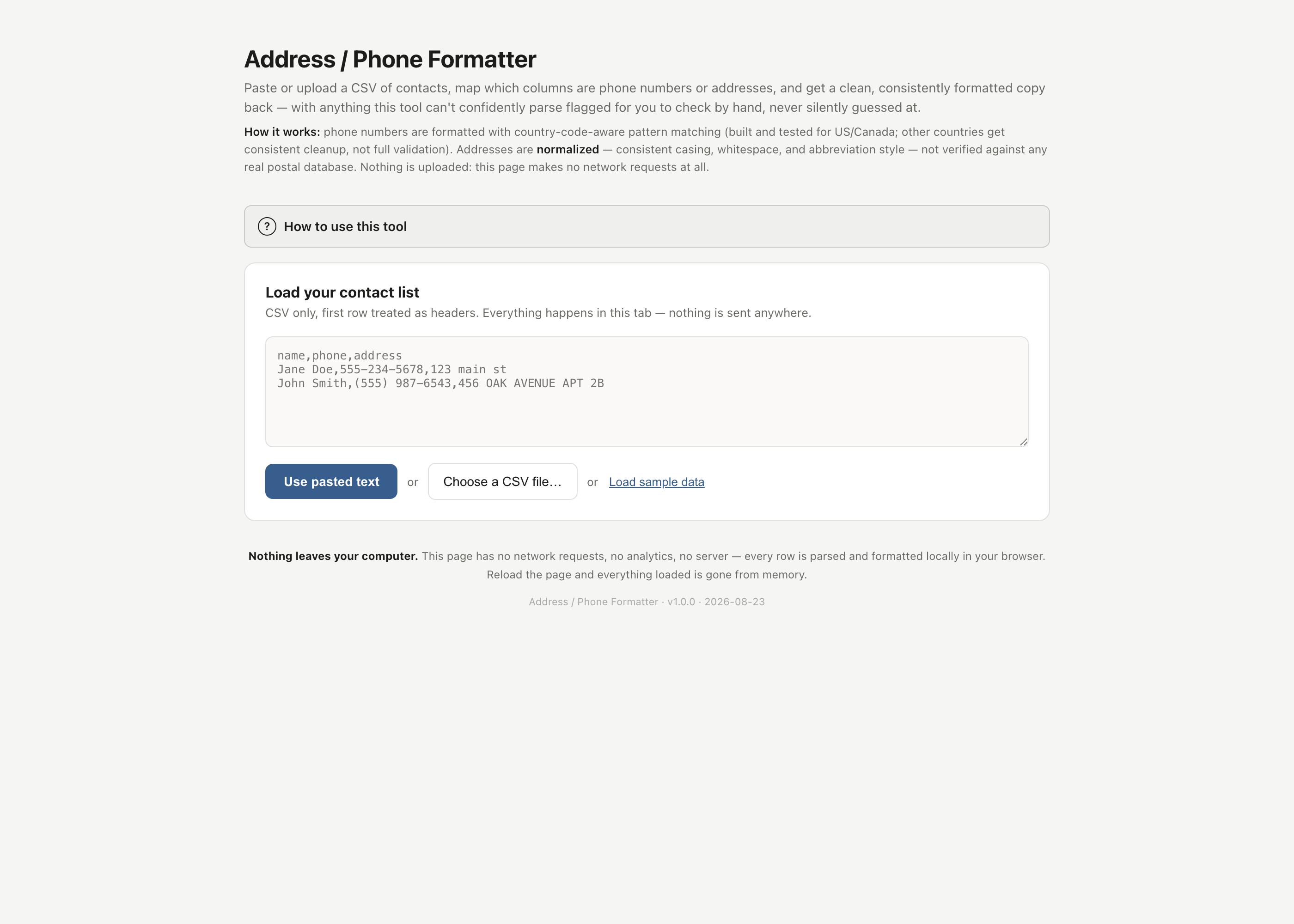 Address - Phone Formatter
