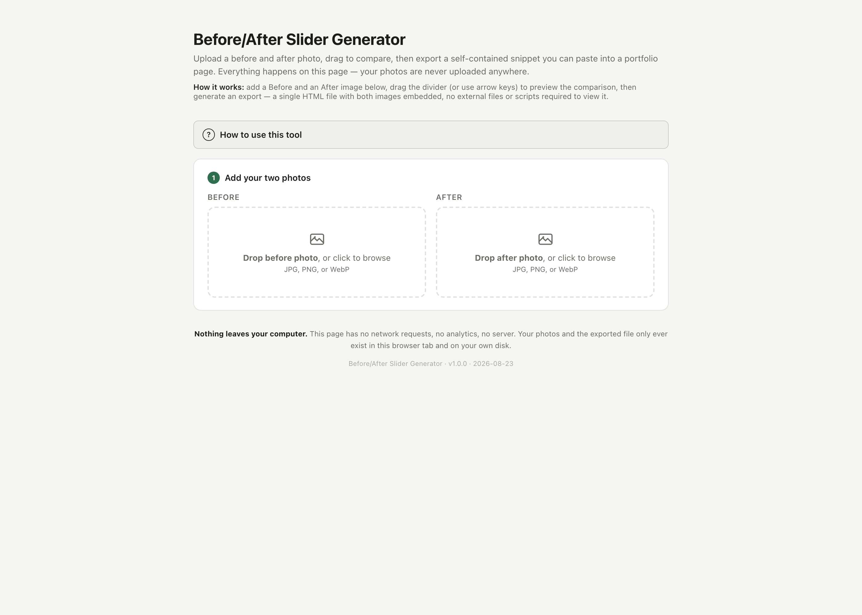 Before/After Slider Generator