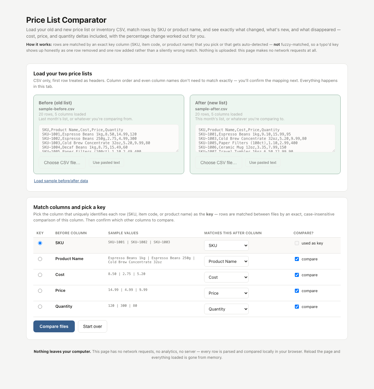 Price List Comparator