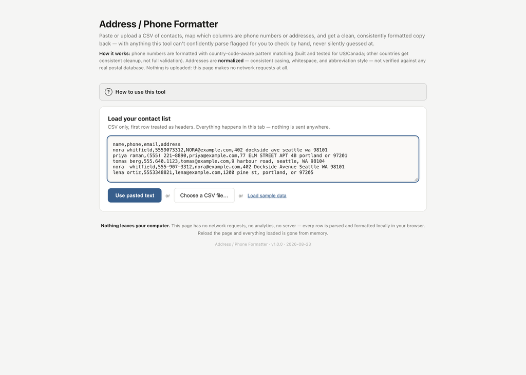 Address - Phone Formatter