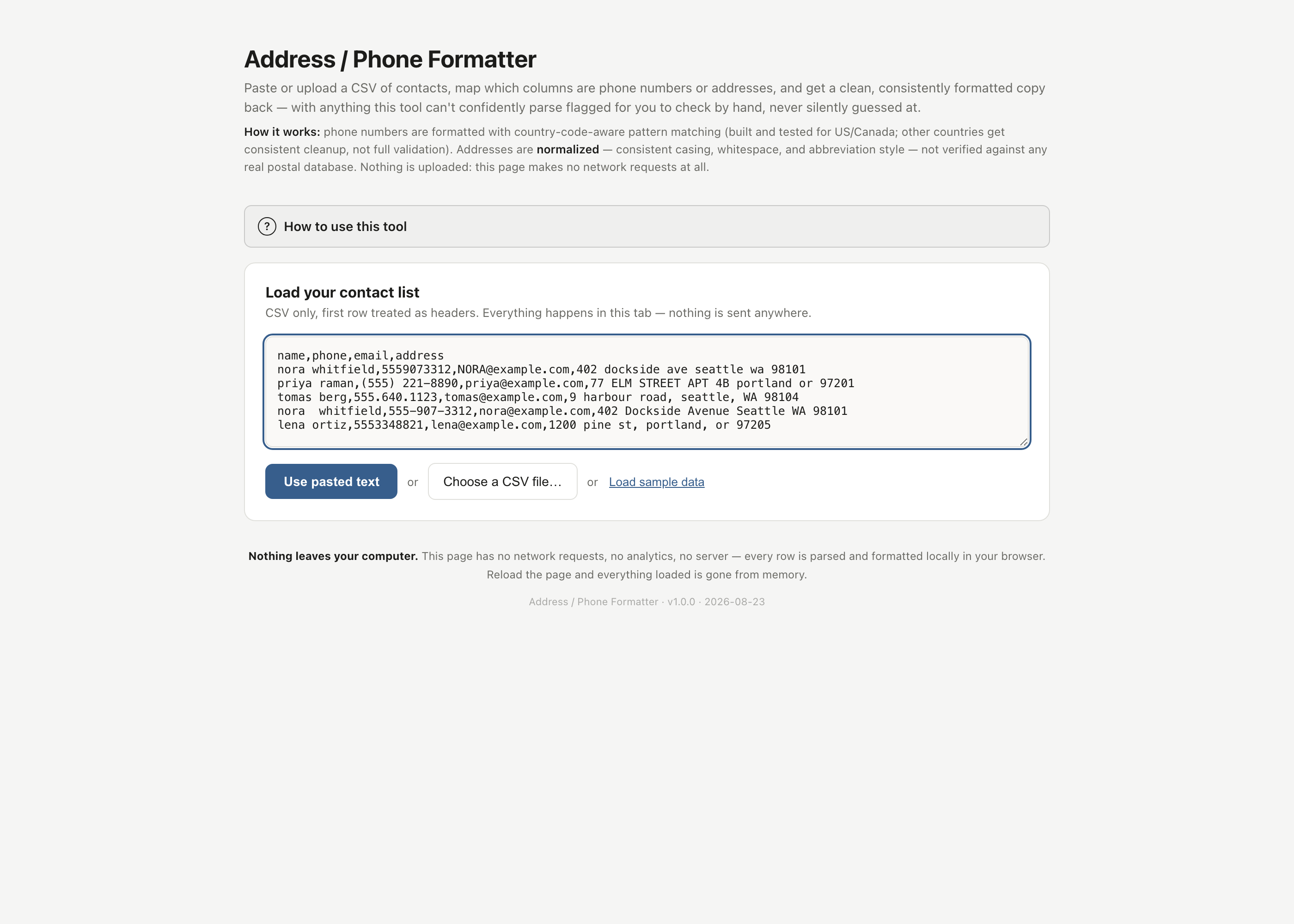 Address - Phone Formatter