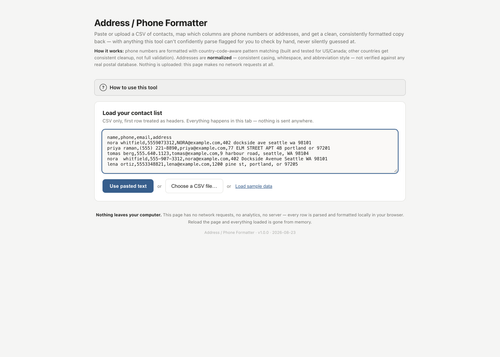 Address - Phone Formatter