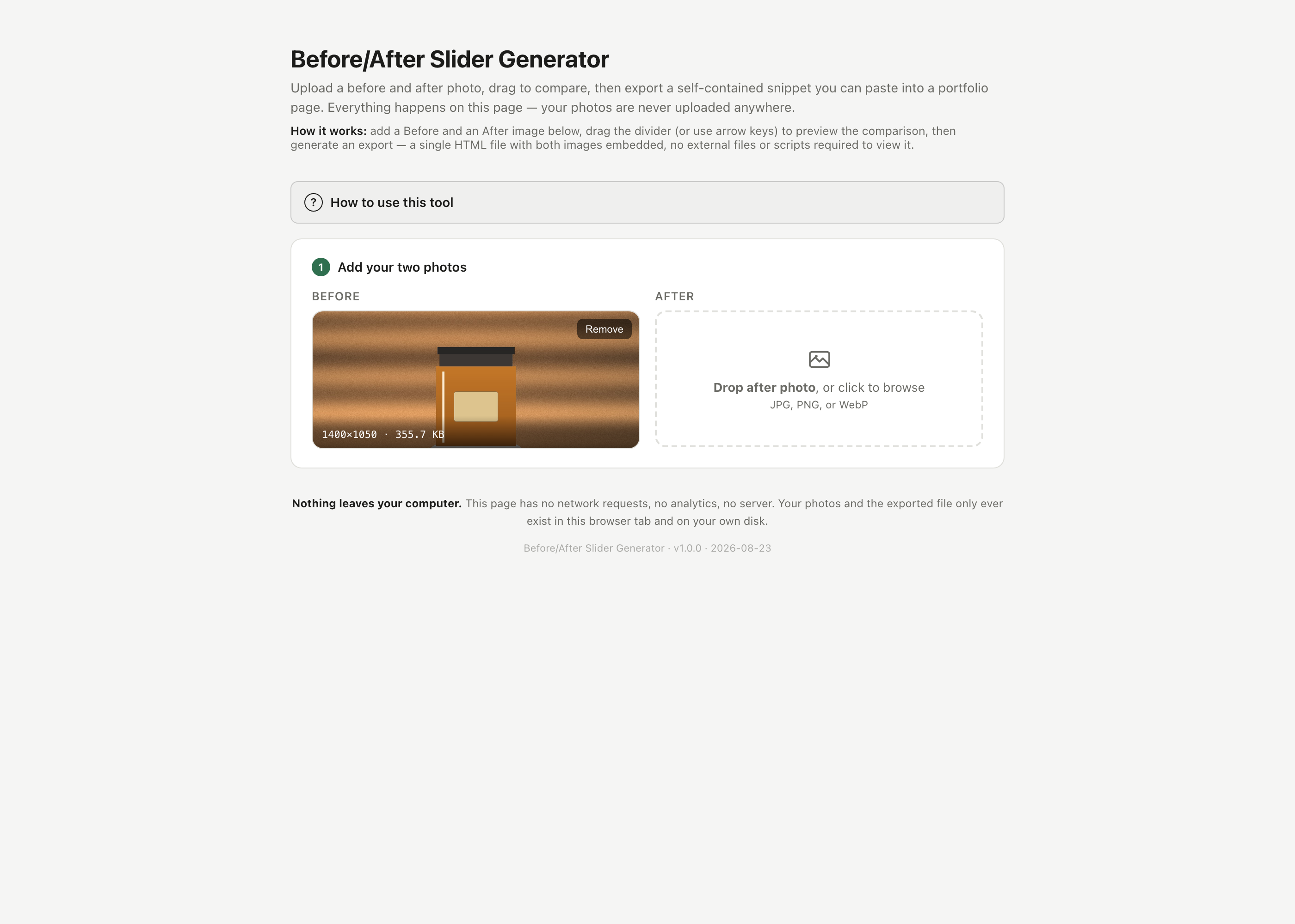 Before/After Slider Generator