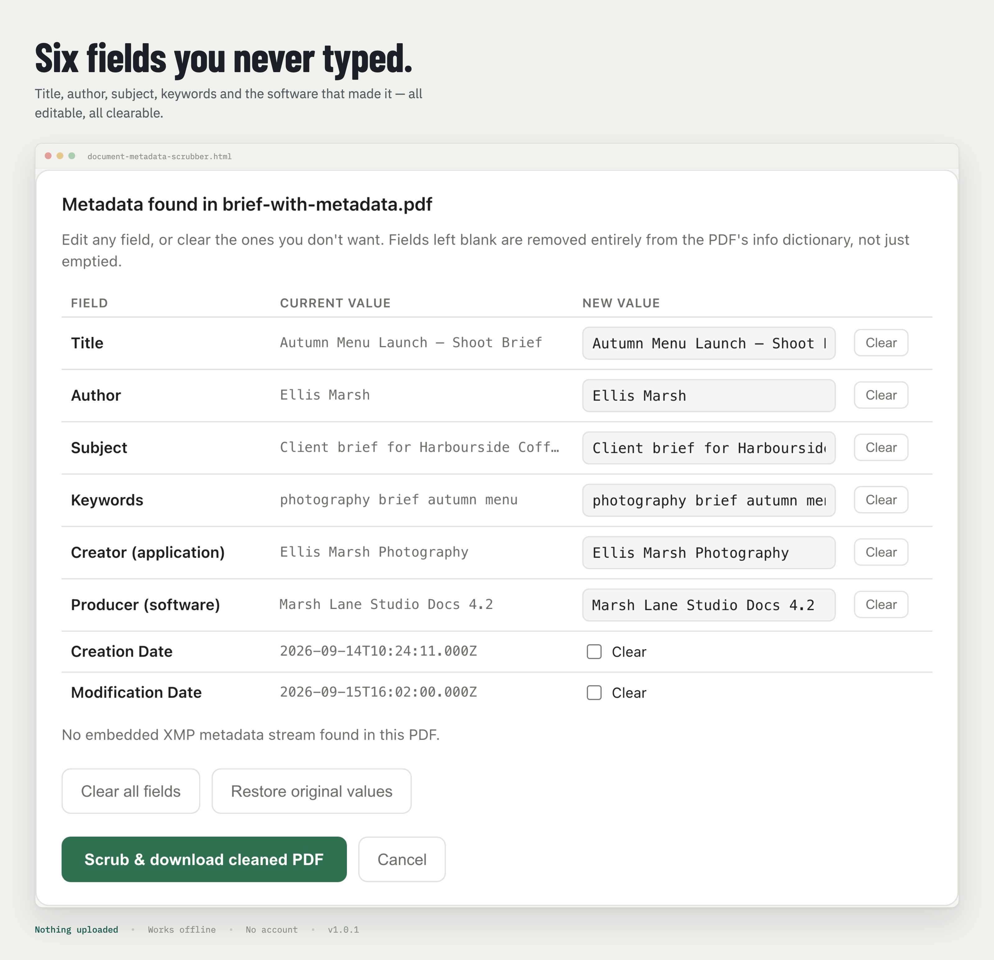 Example result