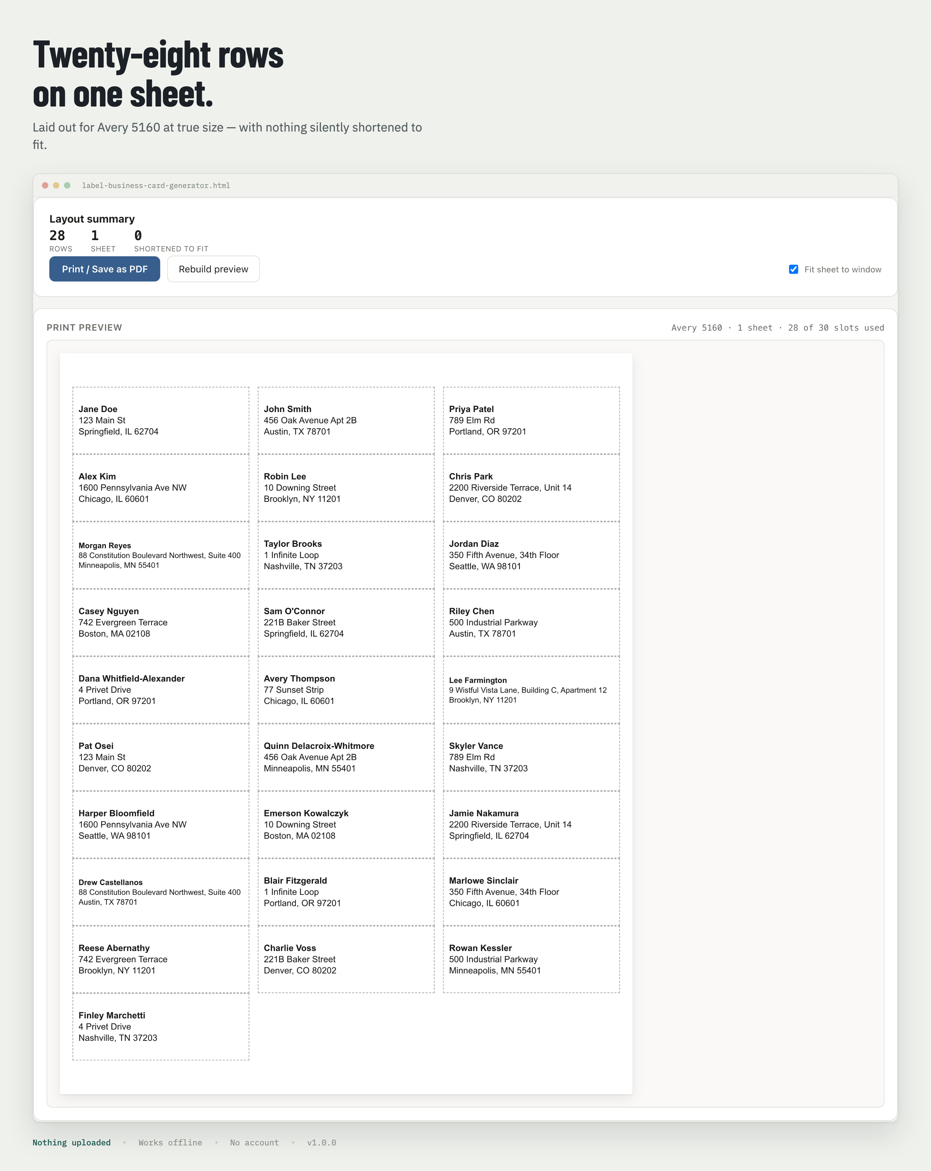 Example result