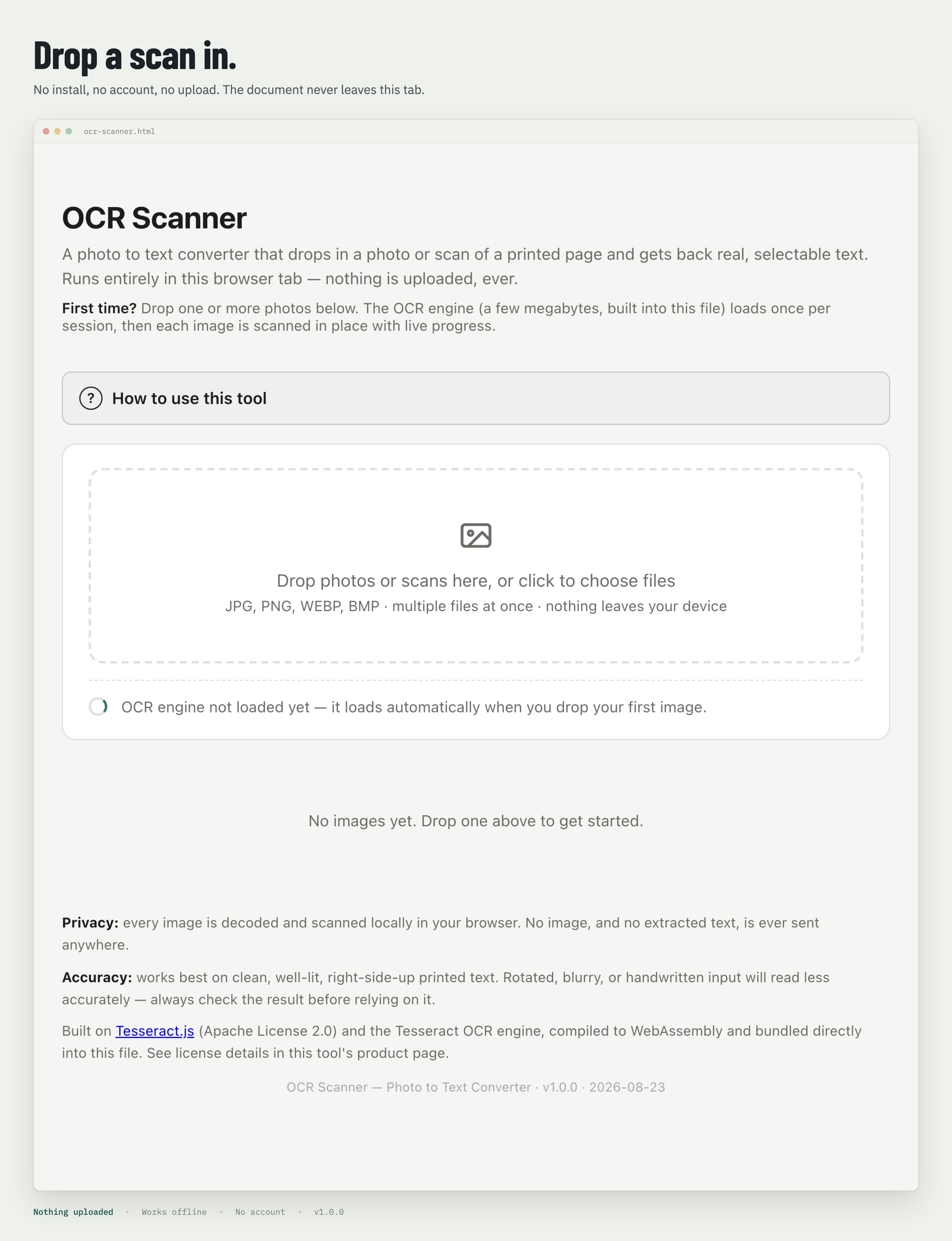 Opens instantly in the browser