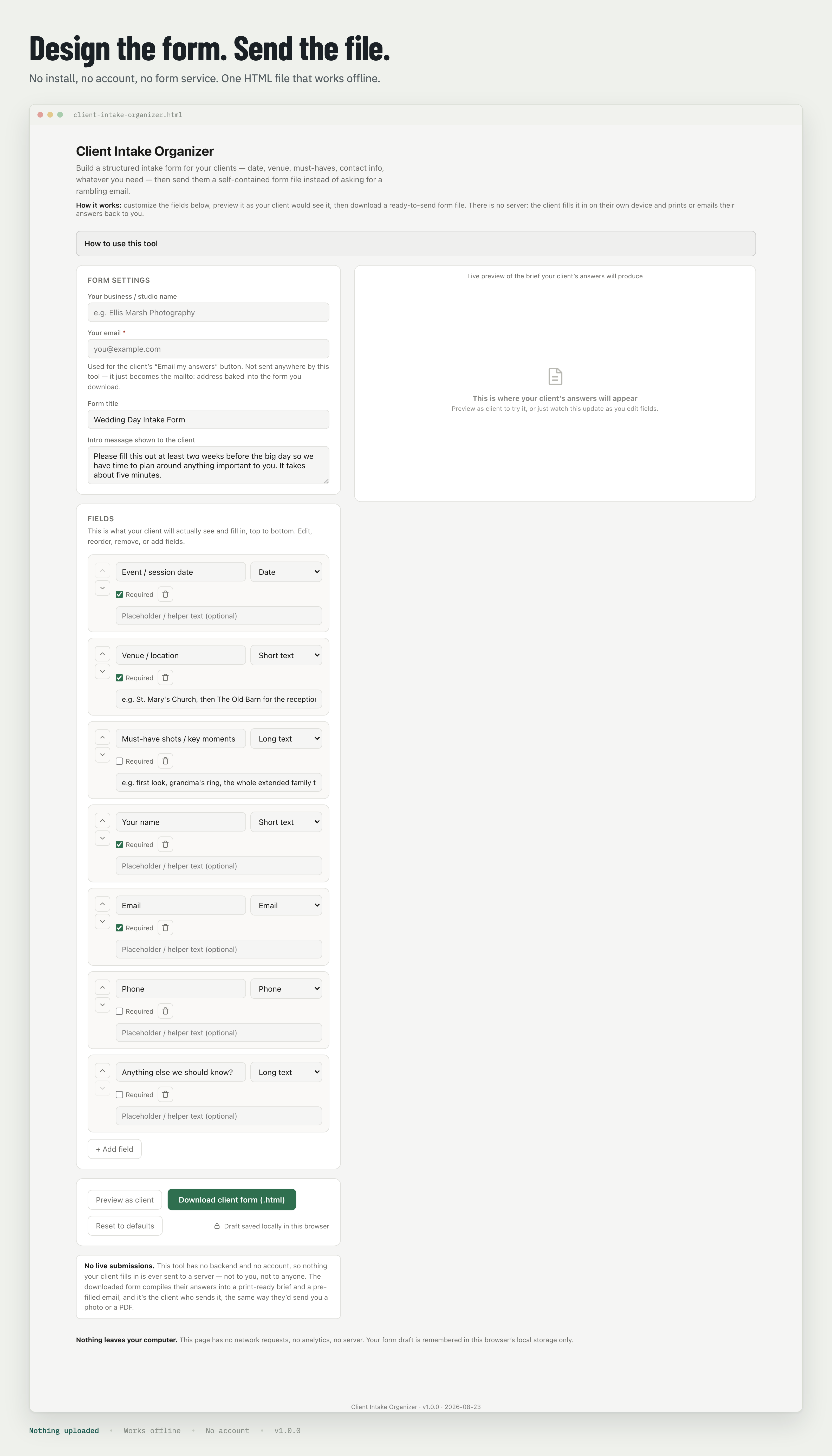 Opens instantly in the browser