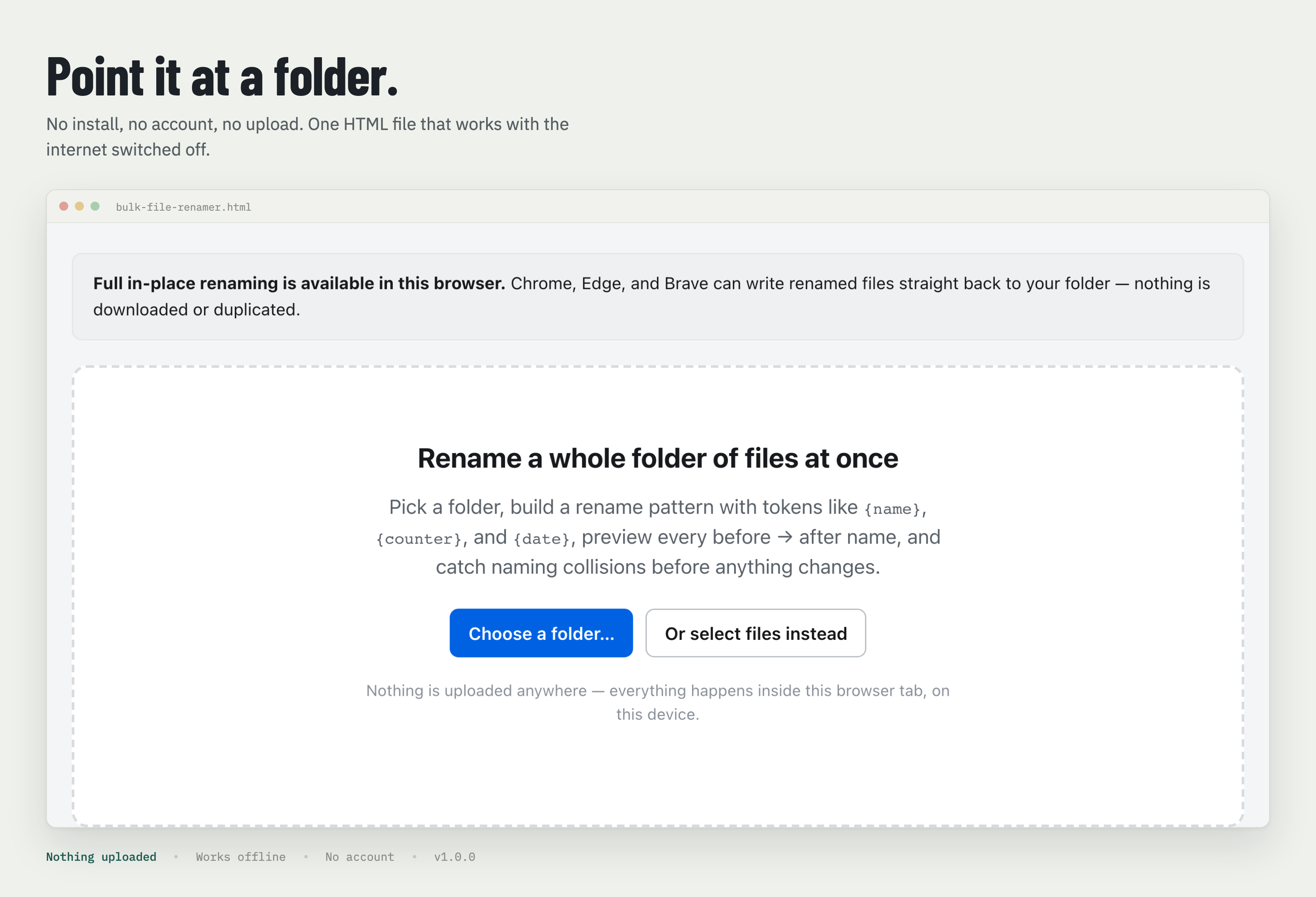 Opens instantly in the browser