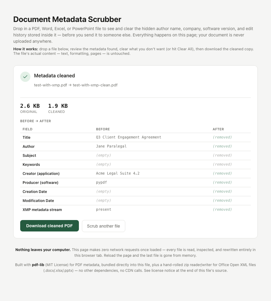 Document Metadata Scrubber