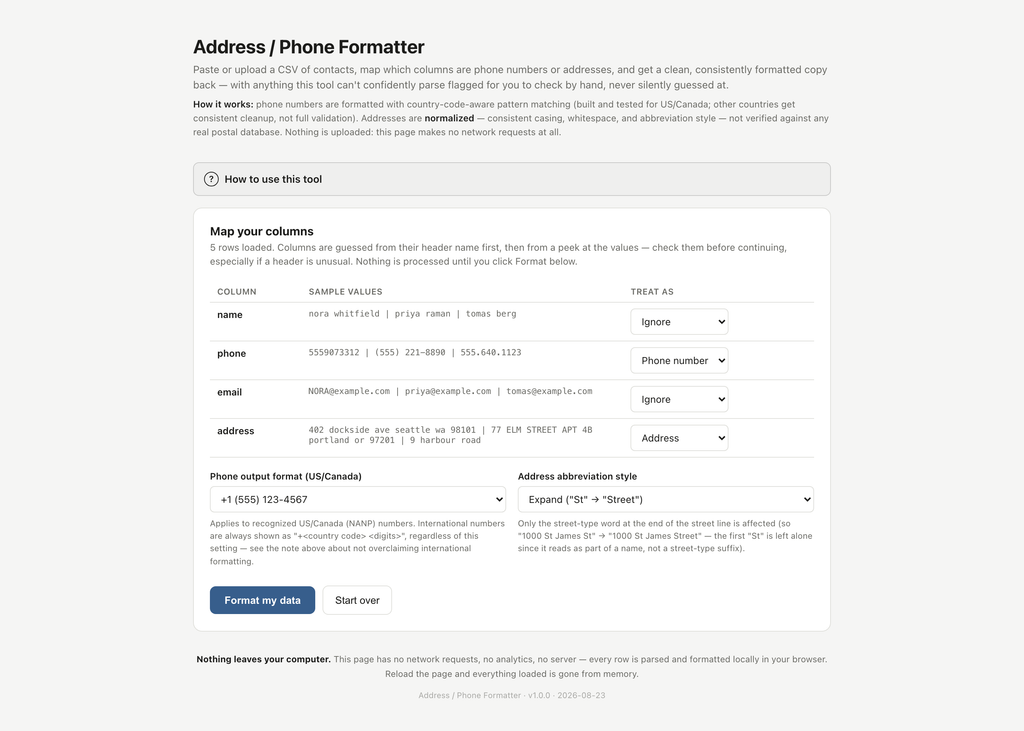 Address - Phone Formatter