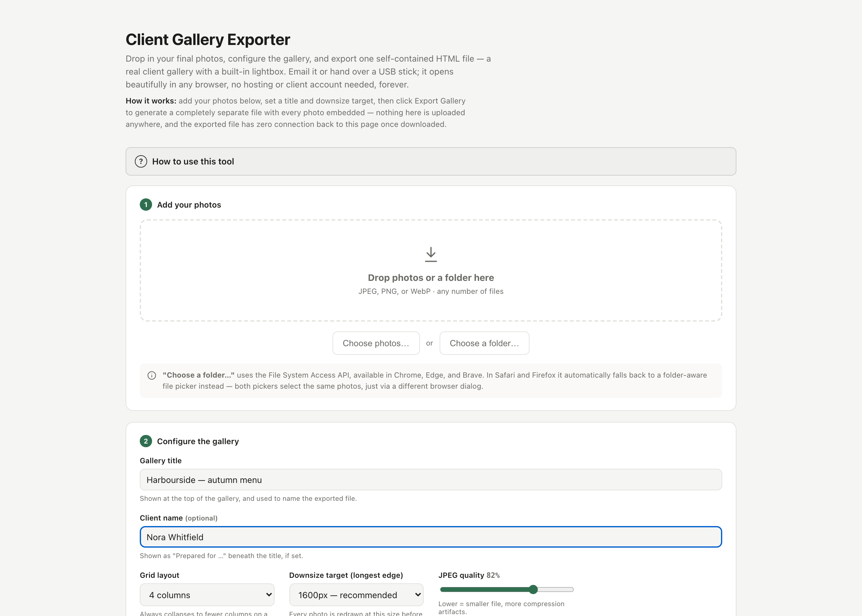 Client Gallery Exporter