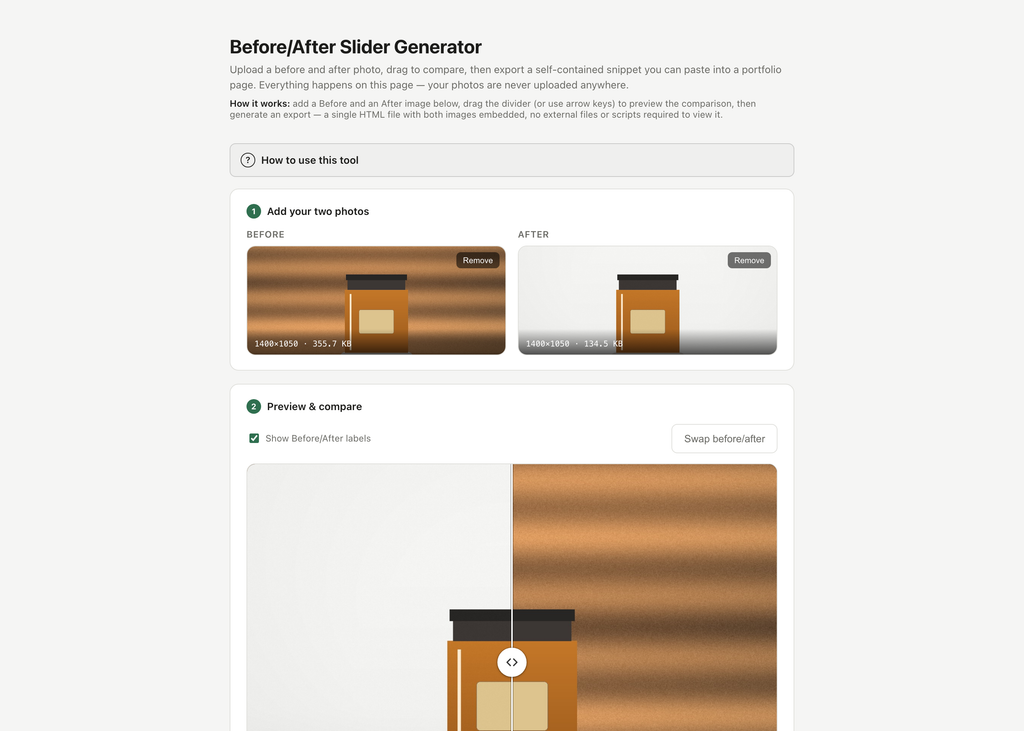 Before/After Slider Generator