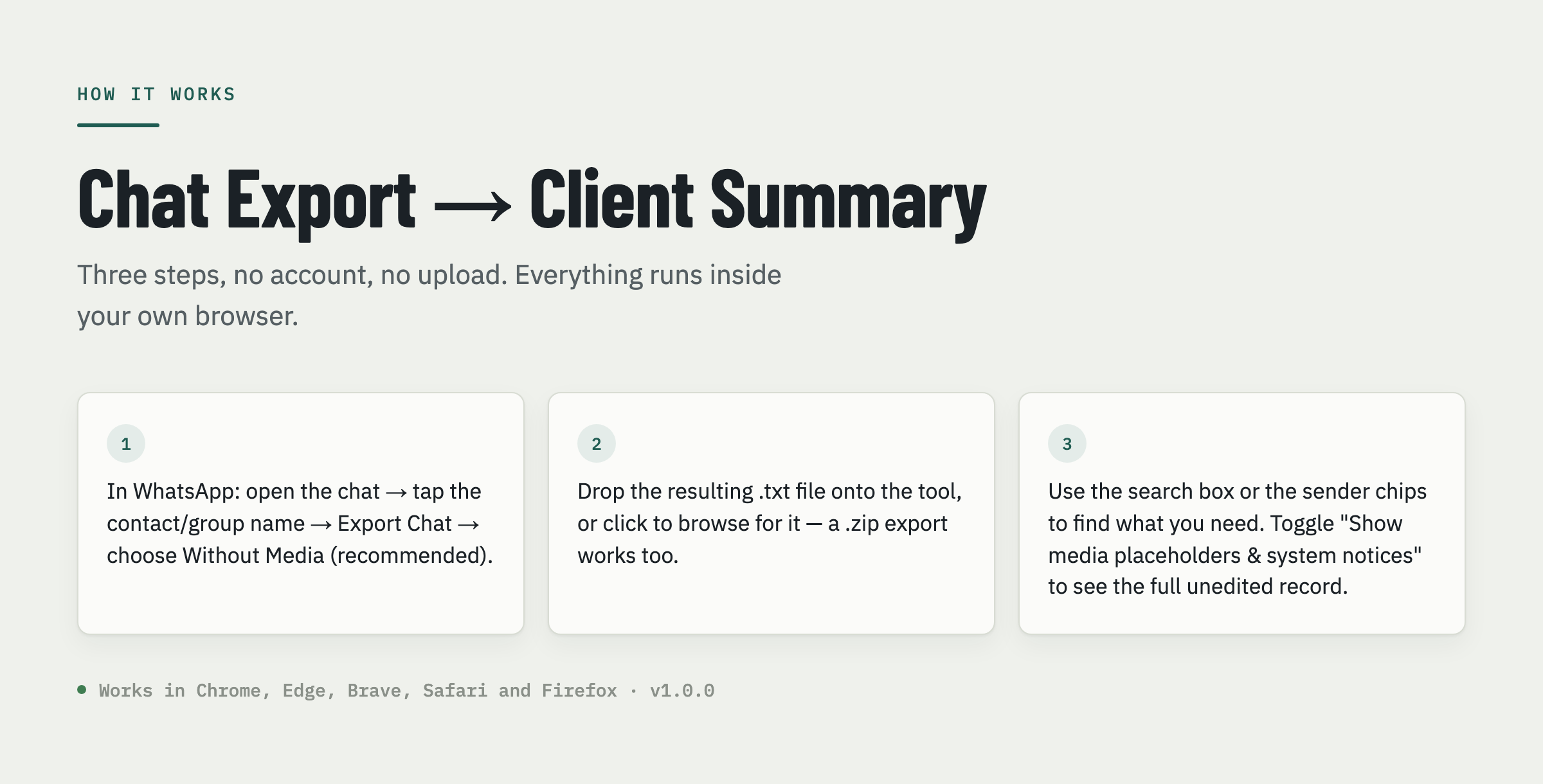 Chat Export → Client Summary
