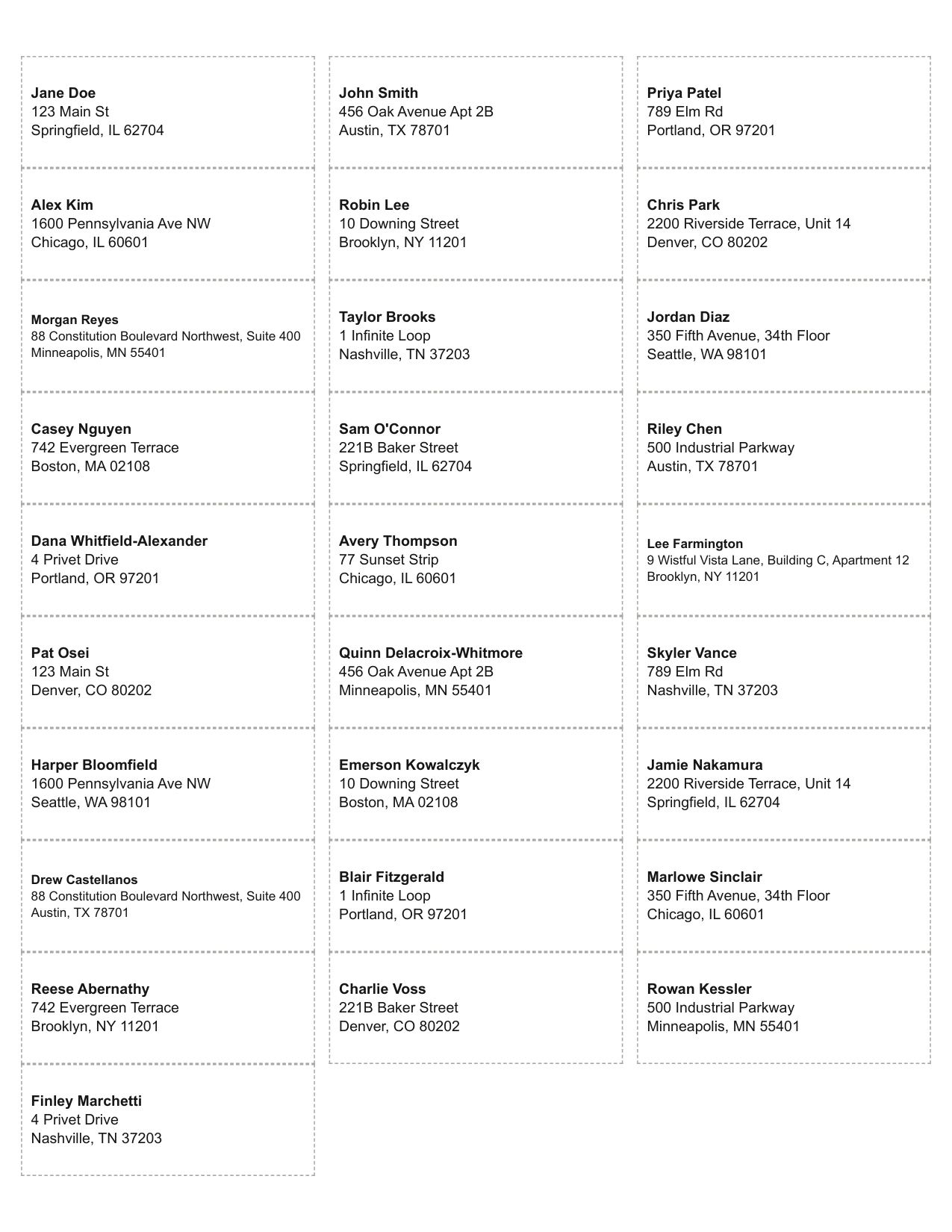 Label / Business-Card Batch Generator