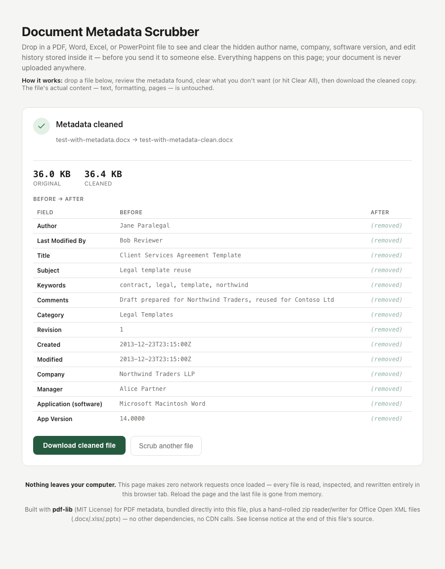 Document Metadata Scrubber