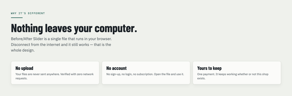 Privacy - nothing leaves your computer