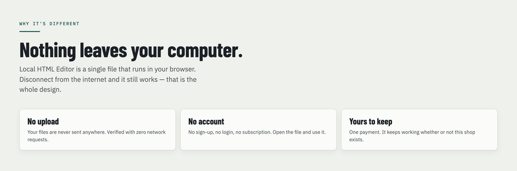 Privacy - nothing leaves your computer
