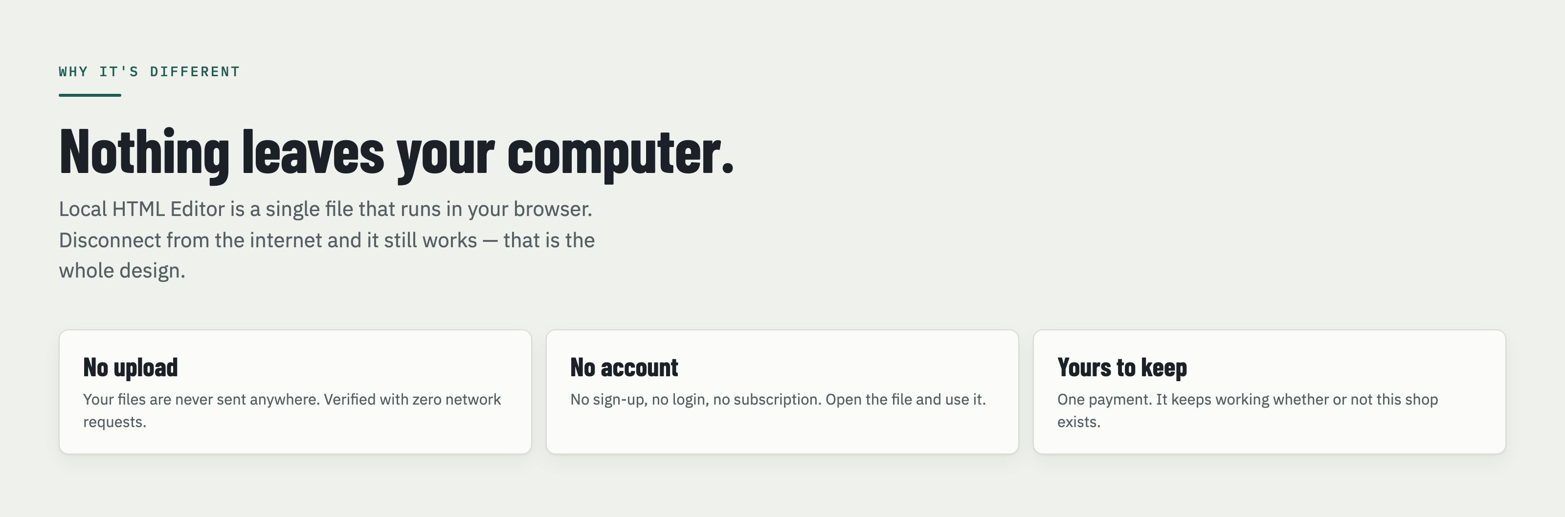 Privacy - nothing leaves your computer