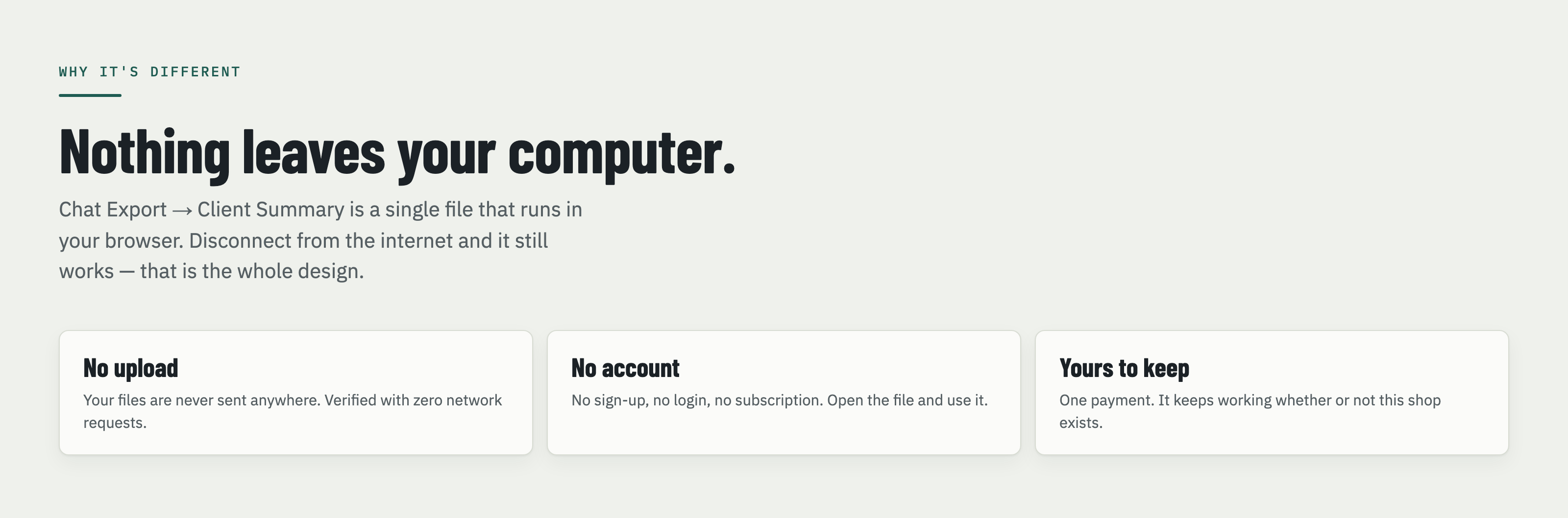 Privacy - nothing leaves your computer