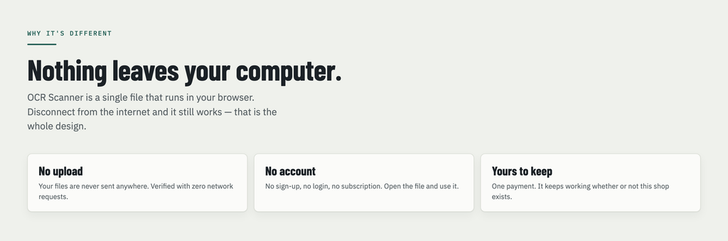 Privacy - nothing leaves your computer