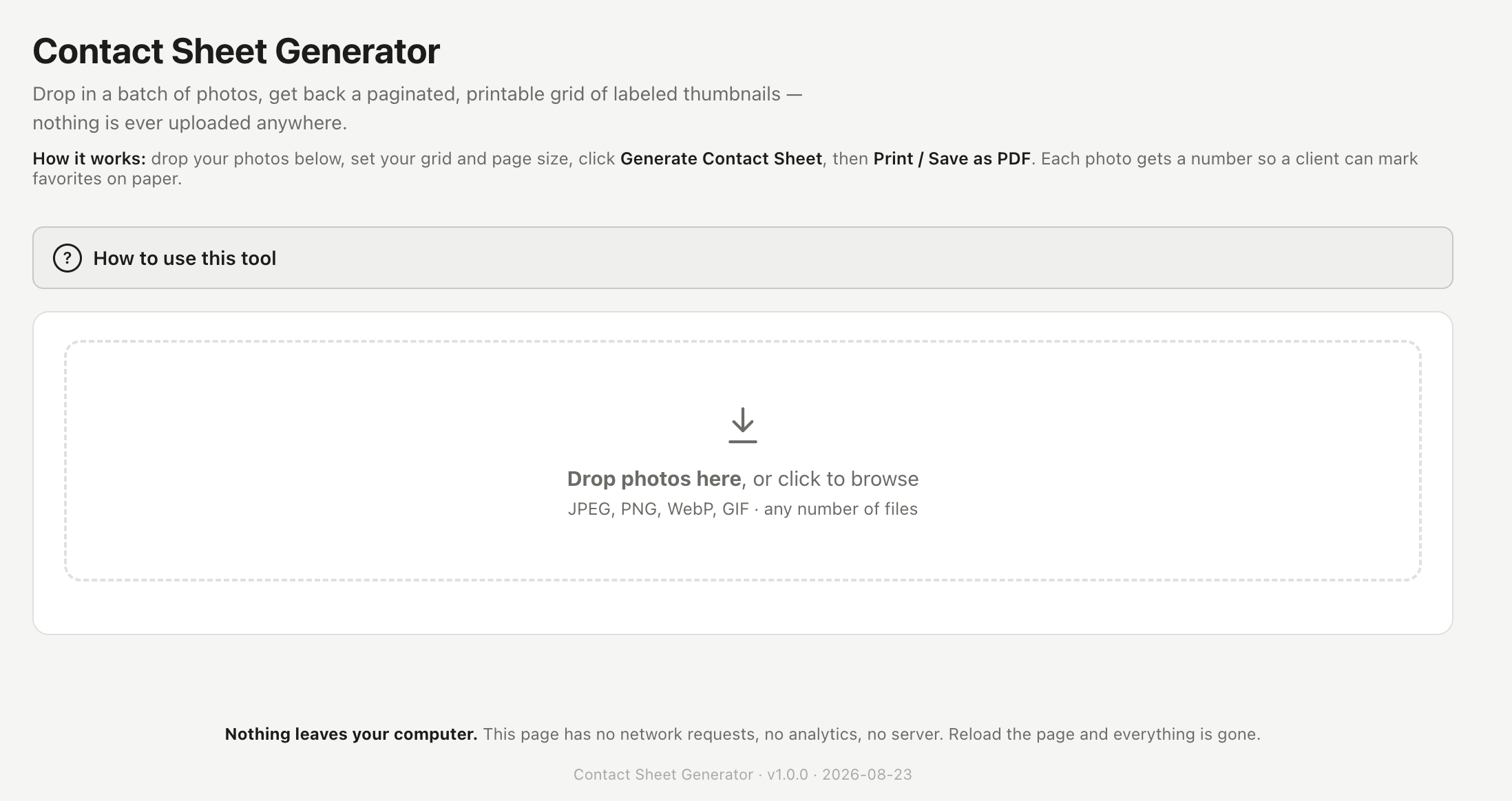 Contact Sheet Generator