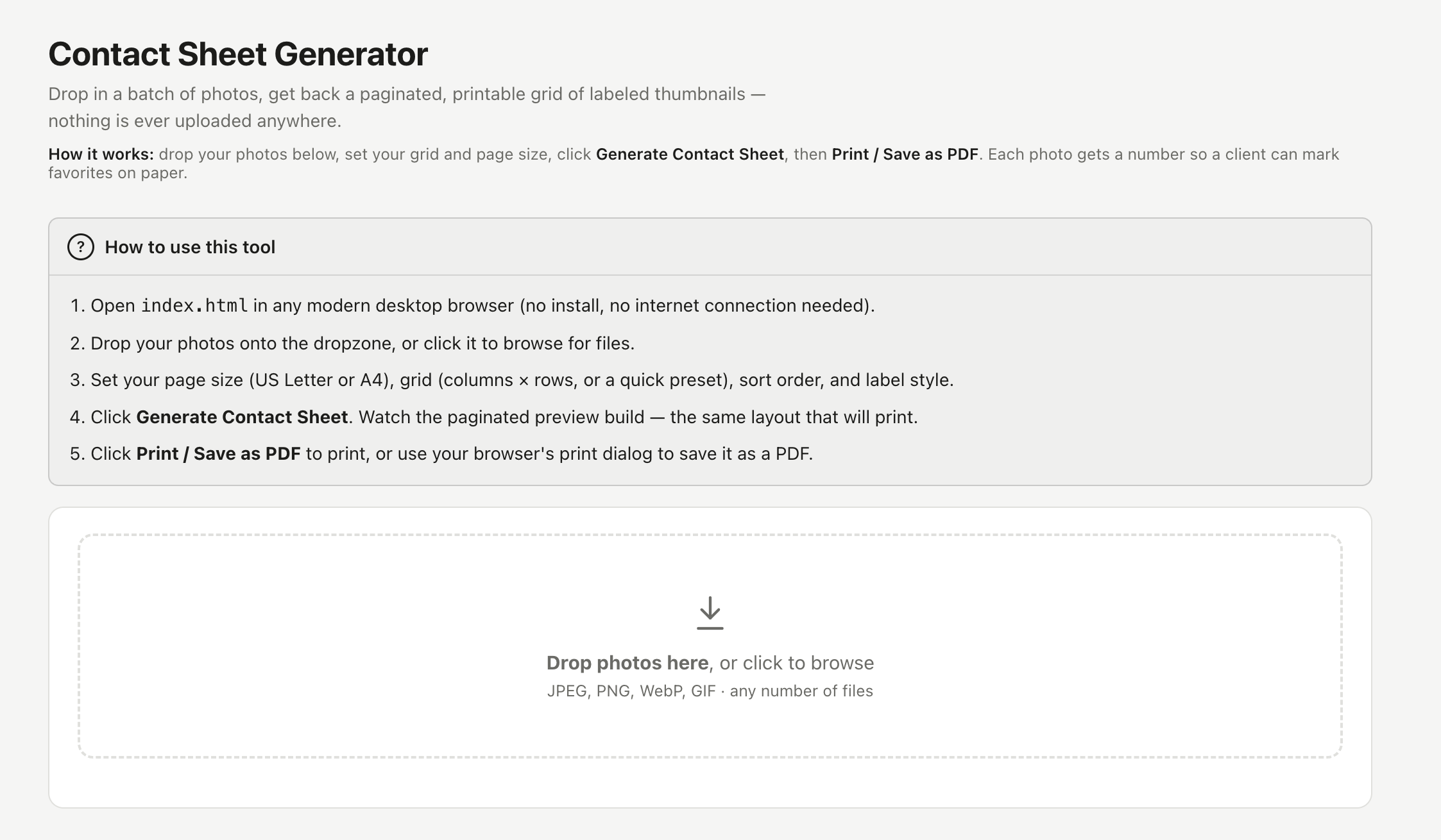 Contact Sheet Generator