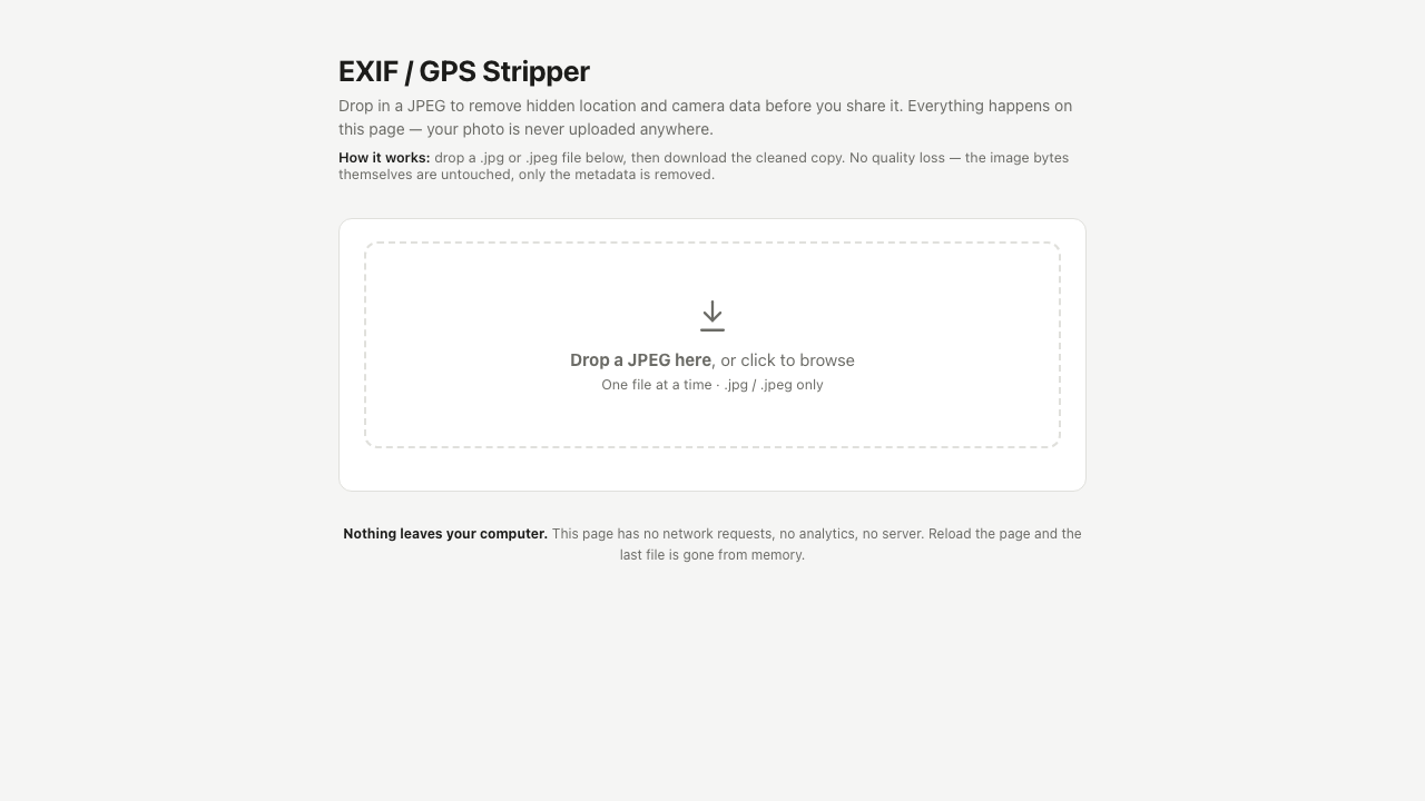 EXIF / GPS Stripper