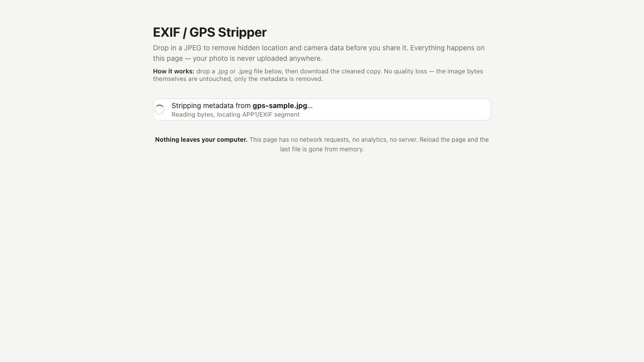 EXIF / GPS Stripper