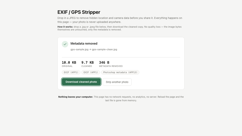 EXIF / GPS Stripper