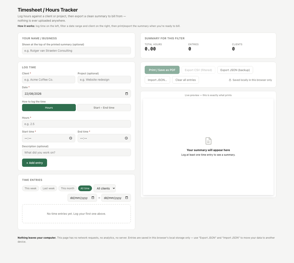 Timesheet / Hours Tracker