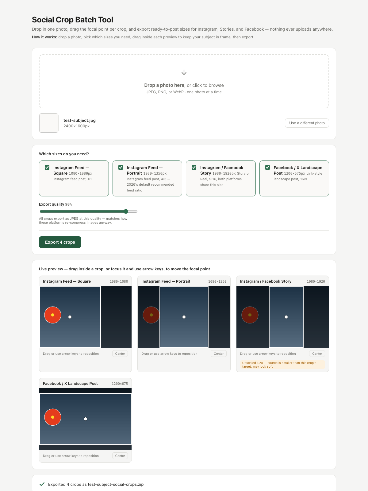 Social Crop Batch Tool