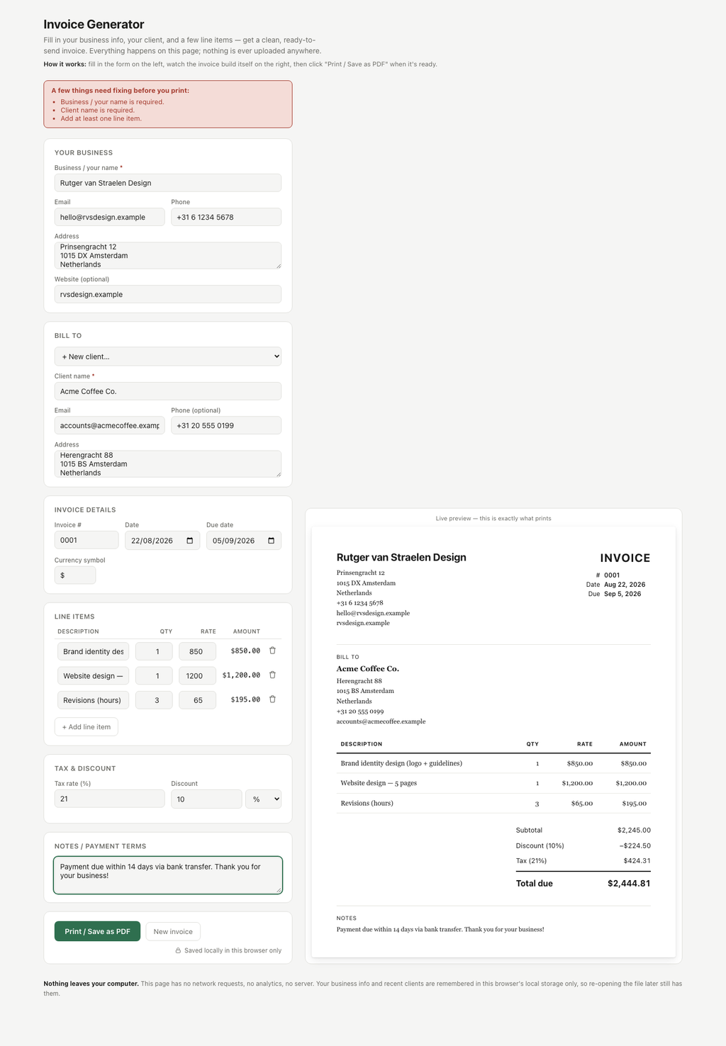 Invoice Generator