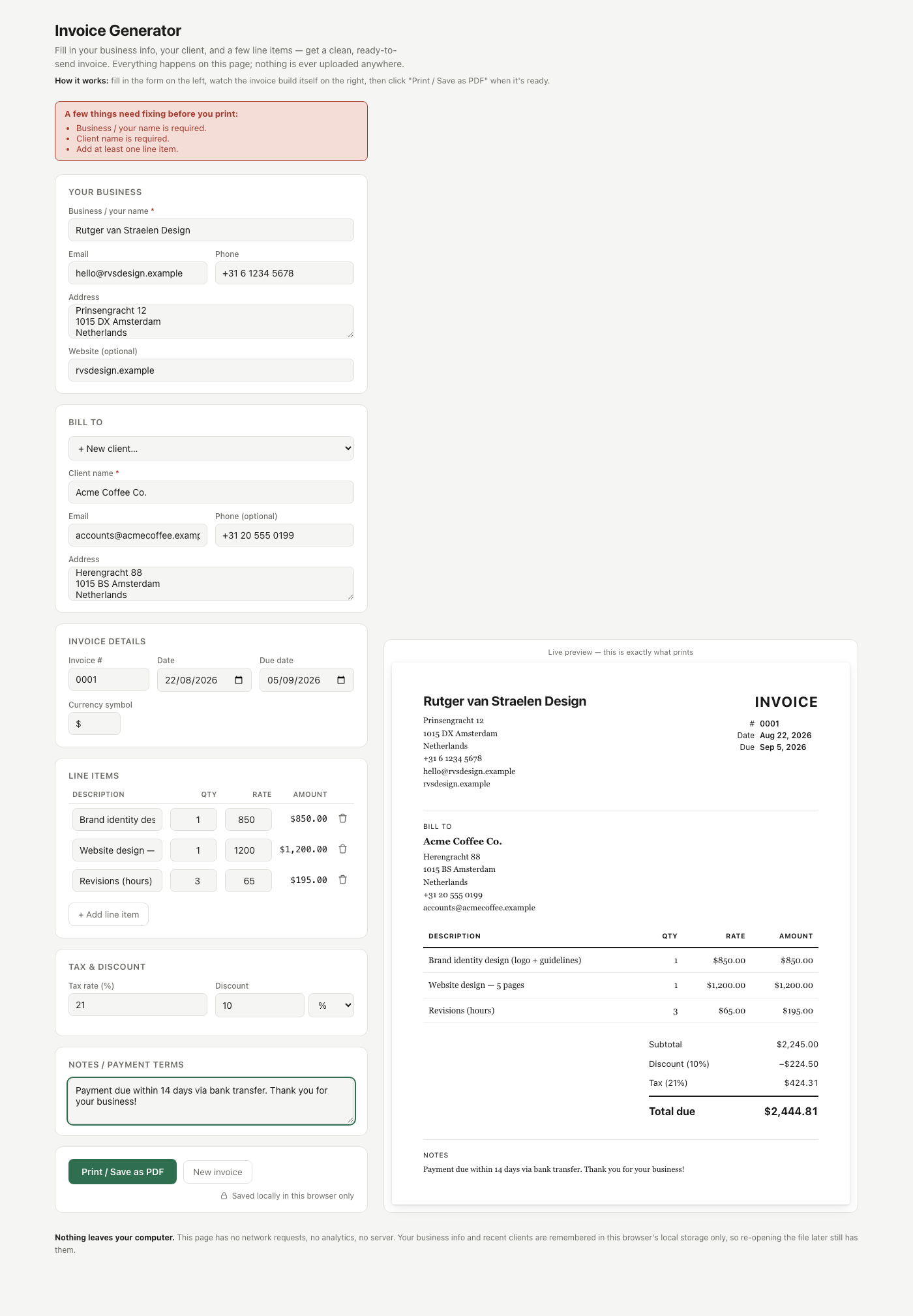 Invoice Generator
