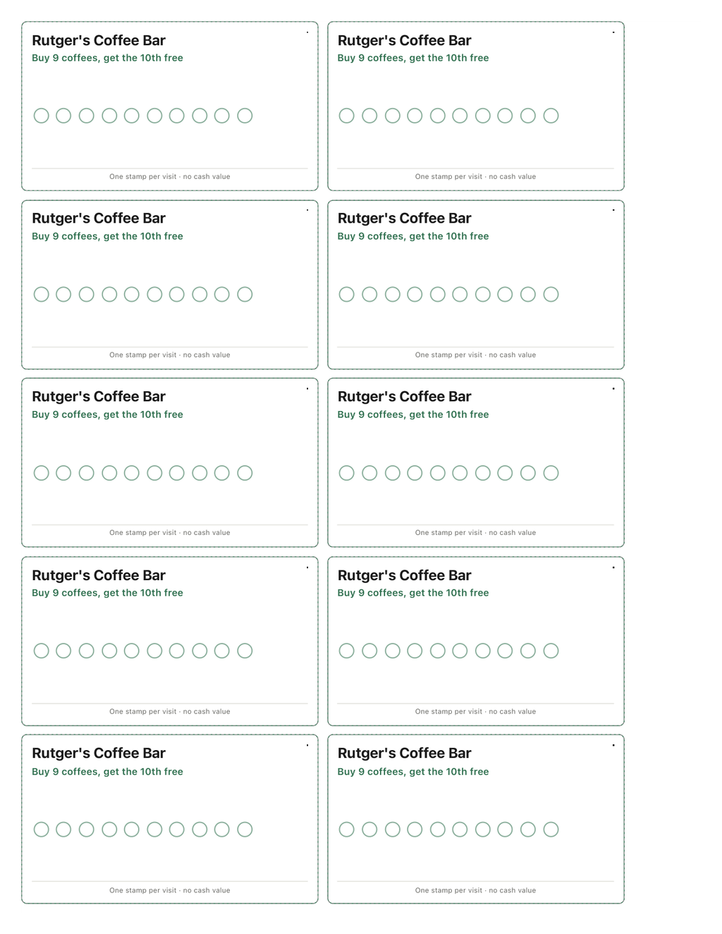 Loyalty / Punch Card Generator