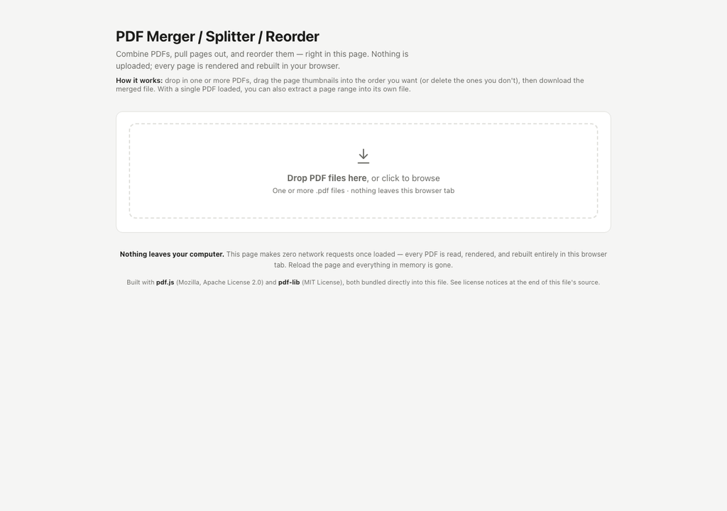 PDF Merger / Splitter / Reorder