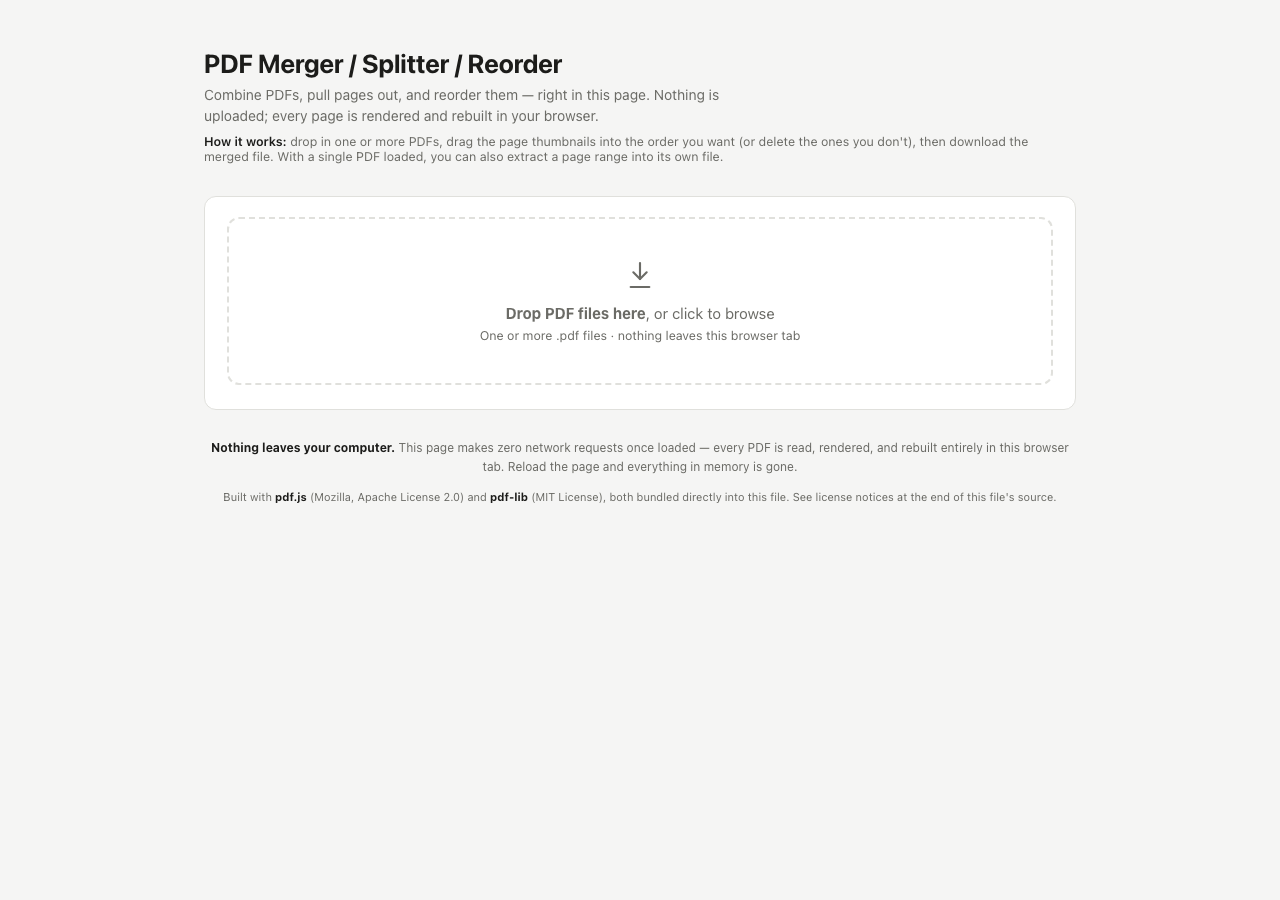 PDF Merger / Splitter / Reorder
