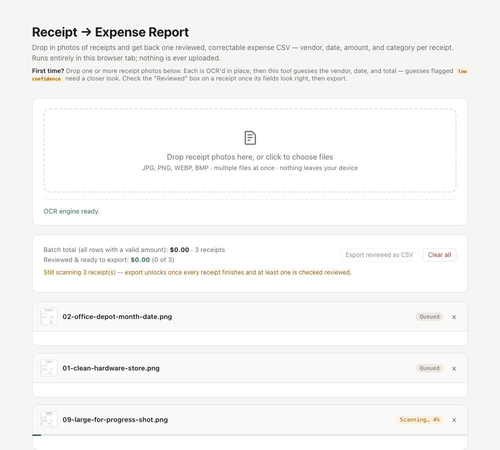 Receipt → Expense Report