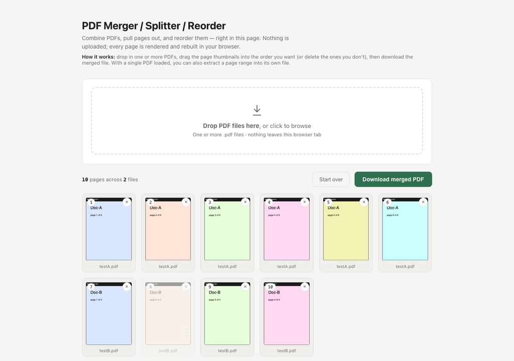 PDF Merger / Splitter / Reorder