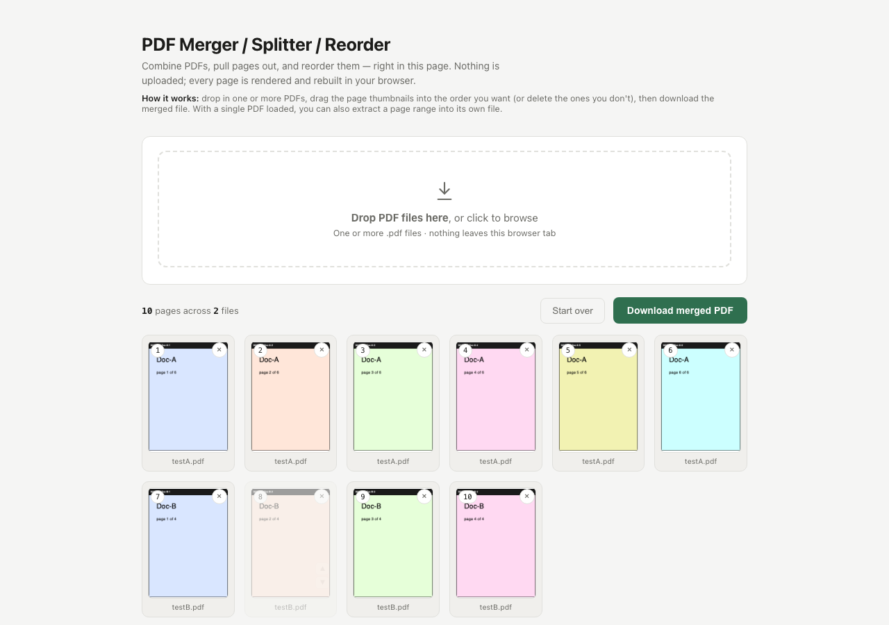 PDF Merger / Splitter / Reorder
