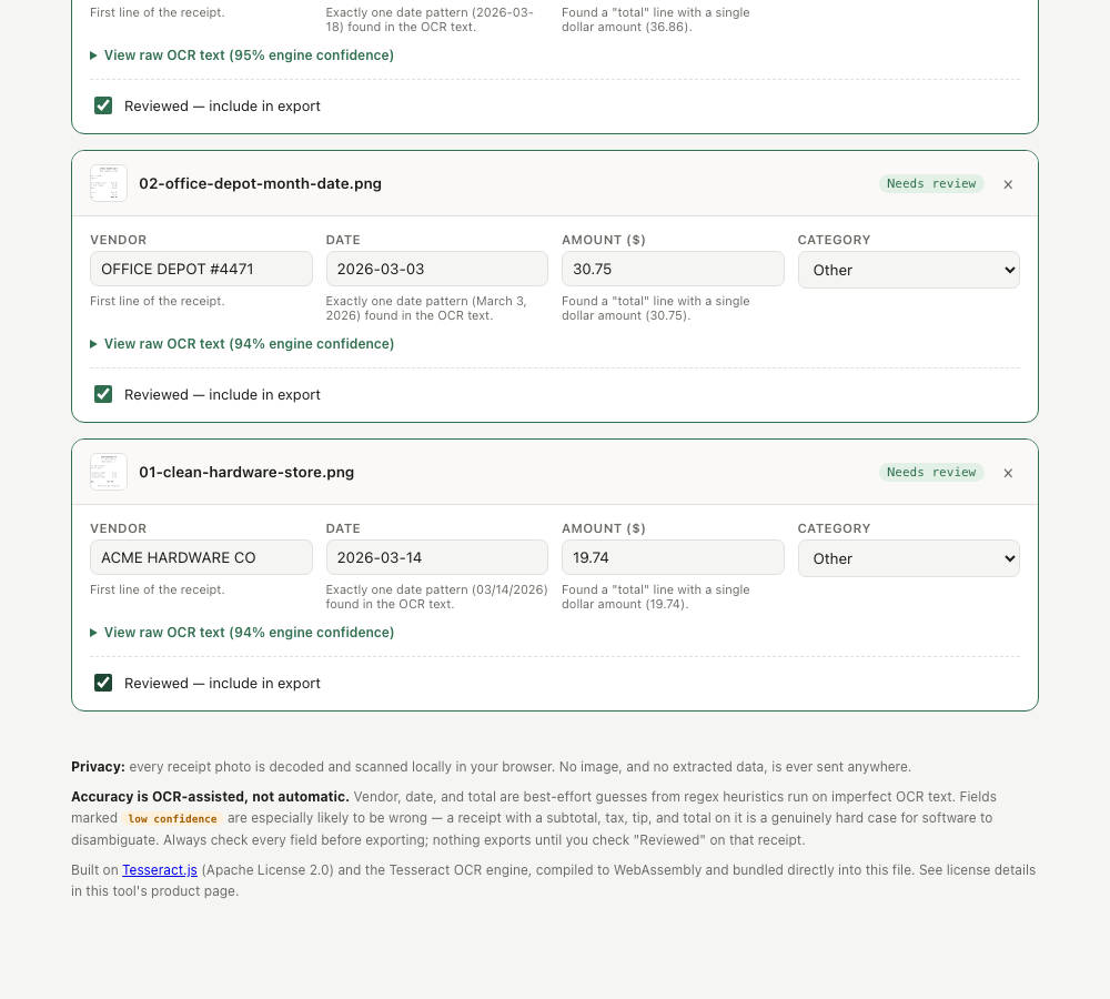 Receipt → Expense Report